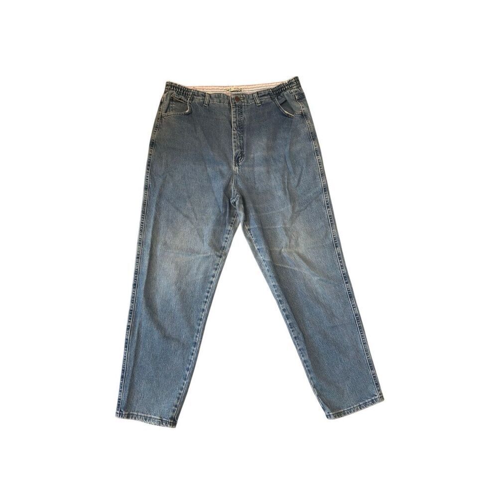 Women's Lee Relaxed Fit Side Elastic Medium Wash 35” Waist 29” Inseam MOM Jeans